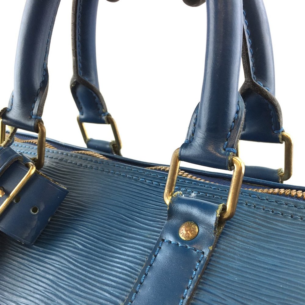 Duffle Keepall 50 Boston Monogram Lv Logo Satchel Gym Blue Epi Leather Travel Ba - Picture 6 of 14